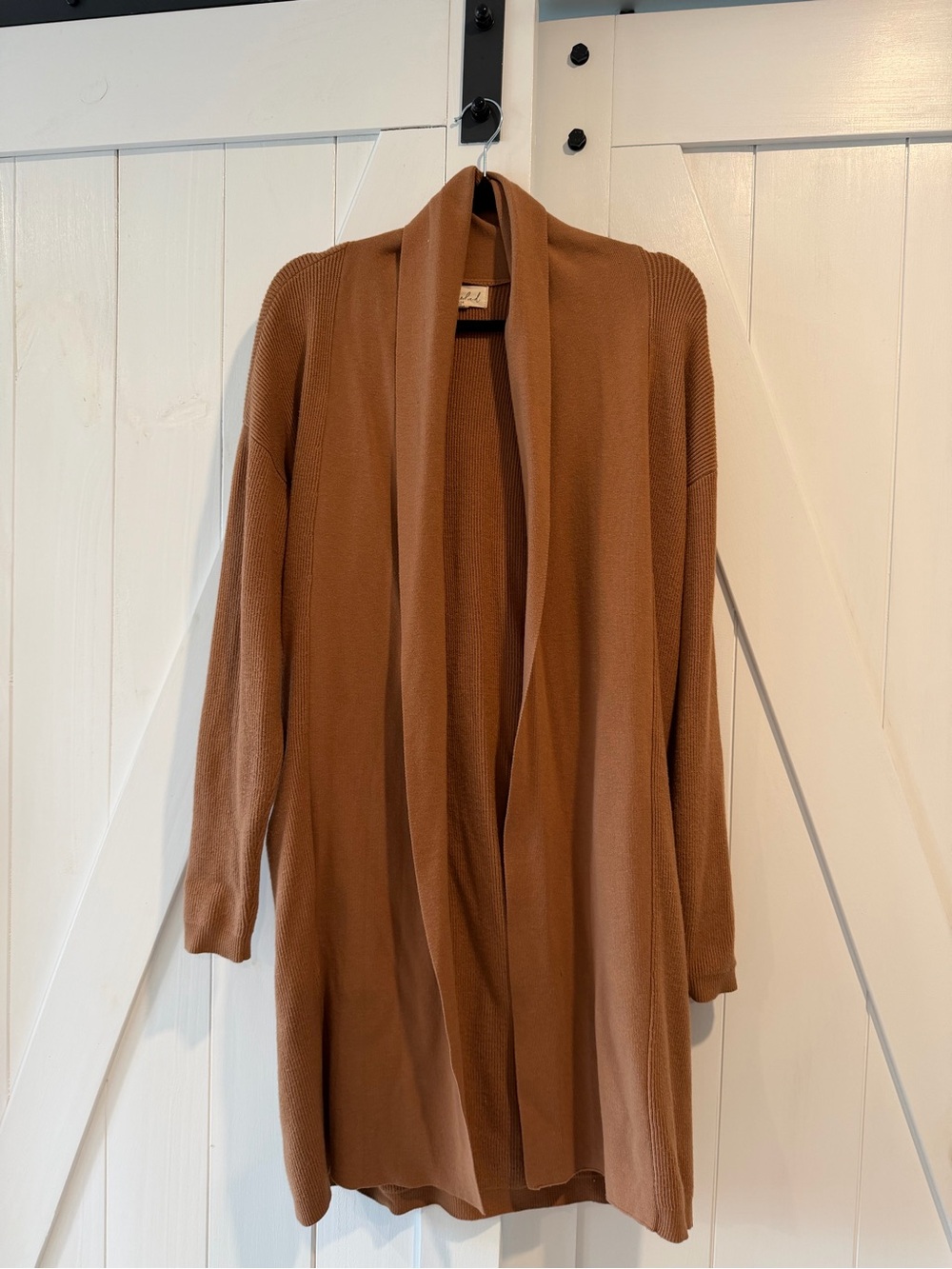 Marled Ribbed Longline Open Front Cardigan